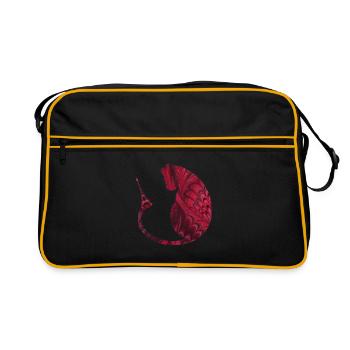 katze mit eiffelturm e 68 - Retro Tasche - Schwarz/Gold - Vorne