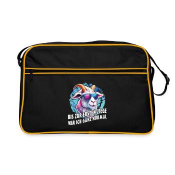 Bis zur ersten Ziege war ich ganz normal - Retro Tasche - Schwarz/Gold - Vorne