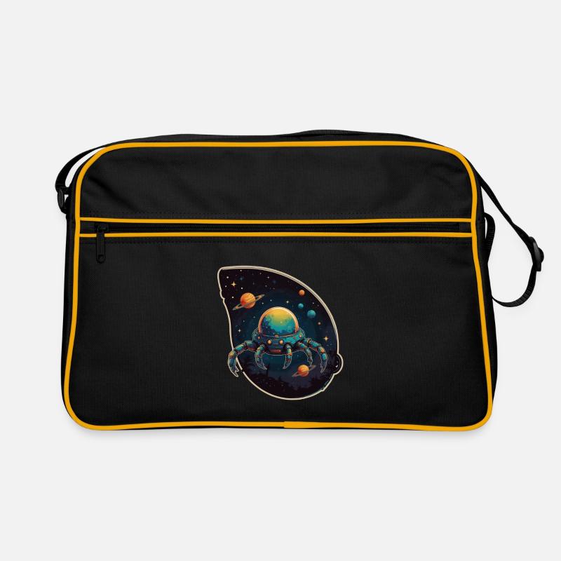 Crab spaceship in space with planets Retro Bag