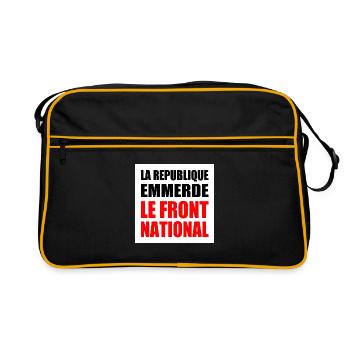 la republique emmerde le front national - Sac Retro - noir/or - Devant