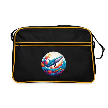 Protège la vie marine Rorqual bleu sur la roue chromatique - Sac Retro - noir/or - Devant