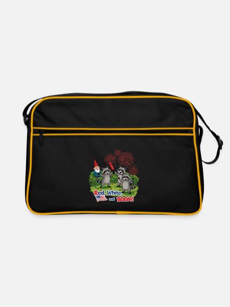 Raccoon 4th of July Fireworks Party - Retro Bag - black/gold - Front
