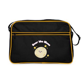 Over_the_Moon Phrasen Slang Redewendung lustig niedlichdesign - Retro Tasche - Schwarz/Gold - Vorne