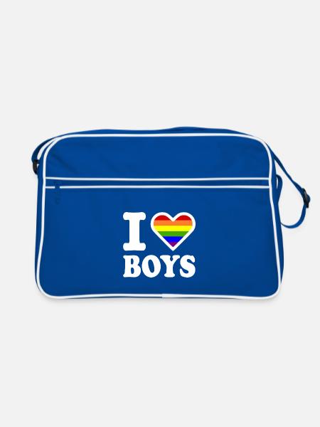 I love boys - Retro Bag - blue/white - Front