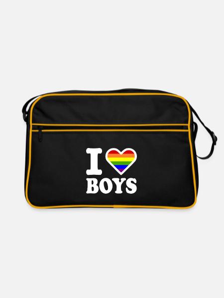 I love boys - Retro Bag - black/gold - Front