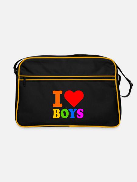 I love boys - Retro Bag - black/gold - Front
