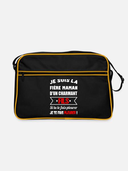 Je suis la fière maman d'un charmant fils t-shirt - Sac Retro - noir/or - Devant