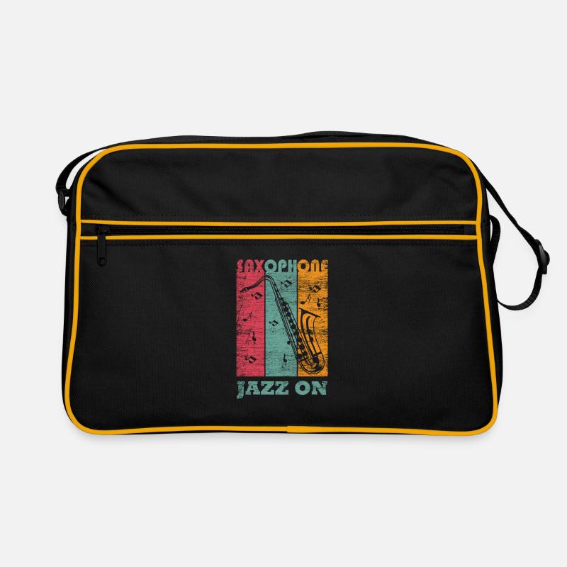Saxophone Jazz Musiker Geschenk - Retro Tasche - Schwarz/Gold