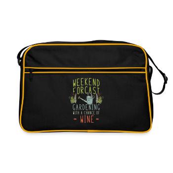 Hobby Gärtner Wochenende Wein - Retro Tasche - Schwarz/Gold - Vorne
