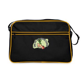 Der mit dem grünen Daumen! - Retro Tasche - Schwarz/Gold - Vorne