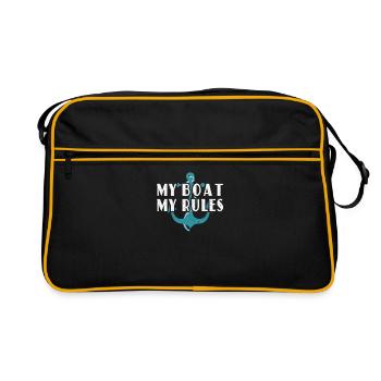 Mein Boot Meine Regeln! - Retro Tasche - Schwarz/Gold - Vorne