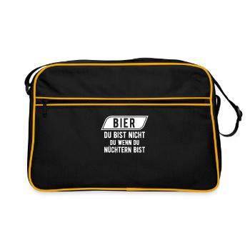 Bier - Du bist nicht du, wenn du nüchtern bist! - Retro Tasche - Schwarz/Gold - Vorne