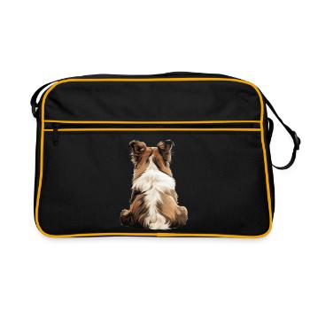 Shetland Schäferhund - Retro Tasche - Schwarz/Gold - Vorne