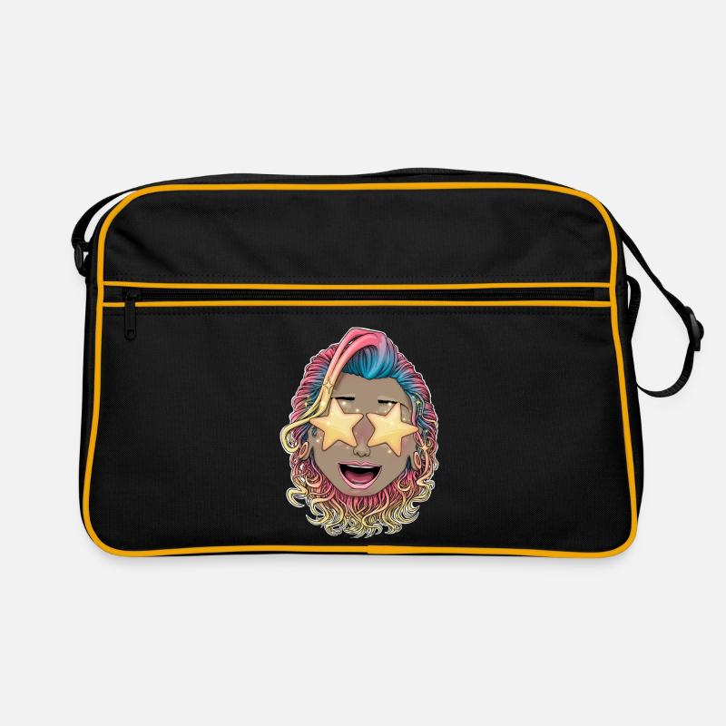 Lebendige Sternenaugen-Feier - Retro Tasche - Schwarz/Gold