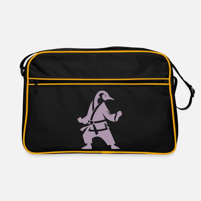 Pinguin Karate Kampfkunst Silhouette Retro Tasche
