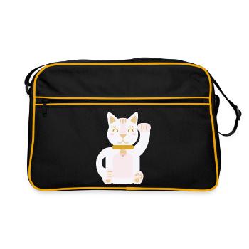 Maneki Neko L Lucky Cat - Retro Bag - black/gold - Front