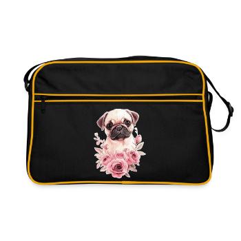 Carlin avec des fleurs - Sac Retro - noir/or - Devant
