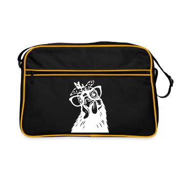 Drôle de poulet avec bandana Art - Sac Retro - noir/or - Devant