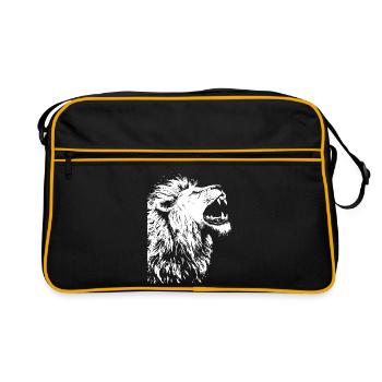 Tête de lion majestueuse en noir et blanc - Sac Retro - noir/or - Devant