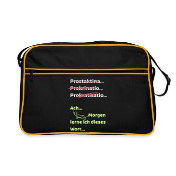 Prokrastination Witz lustiger Spruch Hängematte - Retro Tasche - Schwarz/Gold - Vorne