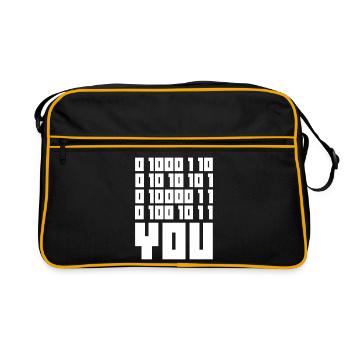 Code binaire F**k YOU – Geek Code & Nerd Humo - Sac Retro - noir/or - Devant