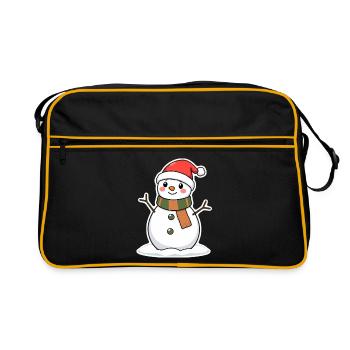 Schneemann - Retro Tasche - Schwarz/Gold - Vorne