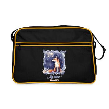 Fuchs Bibelvers Christlich - Retro Tasche - Schwarz/Gold - Vorne