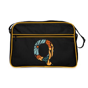 Lettre q fleurs groovy idée cadeau  - Sac Retro - noir/or - Devant