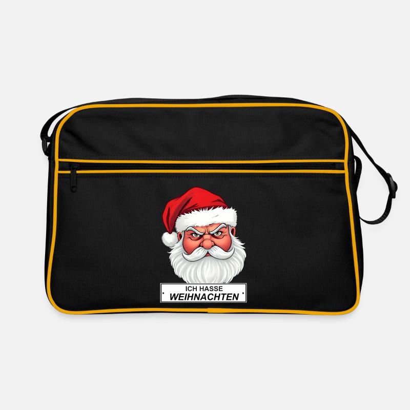Je déteste le Père Noël en disant - Sac Retro - noir/or