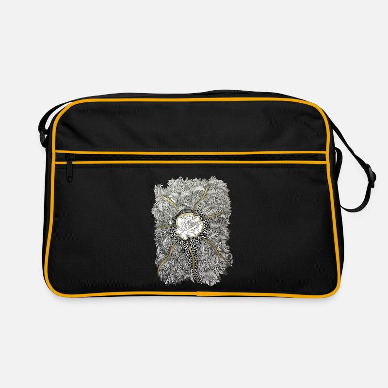 Mandala de fleurs dorées avec accent de rose Sac Retro