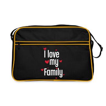 I Love My Family Red Hearts Minimalist Graphic - Retro Bag - black/gold - Front