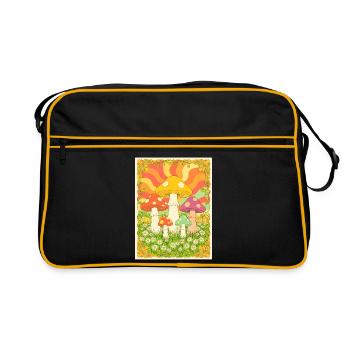 Champignons psychédéliques aux couleurs groovy des années 70 - Sac Retro - noir/or - Devant