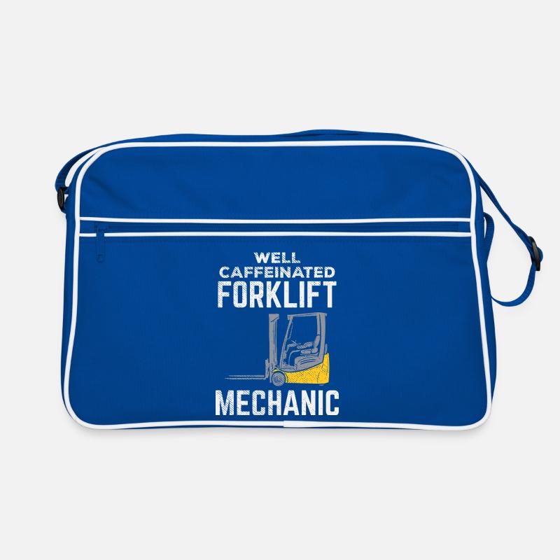 Well Caffeinated Forklift Mechanic Tee Design Retro Tasche