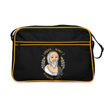 Funny Socrates I Drank What Philosophy Graphic - Retro Tasche - Schwarz/Gold - Vorne