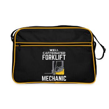 Well Caffeinated Forklift Mechanic Design - Retro Bag - black/gold - Front