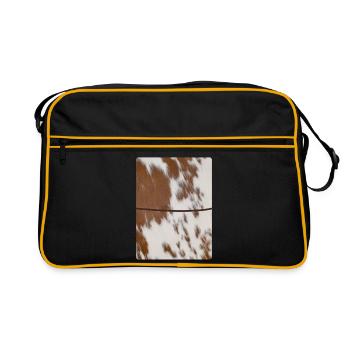 Journal en cuir de vache brun - Sac Retro - noir/or - Devant