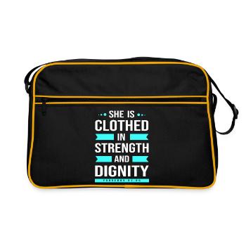 Bibelvers Kapitel 31 Bibel Spruch Jesus Christ - Retro Tasche - Schwarz/Gold - Vorne