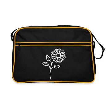 Sunflower One Line Floral Motif - Retro Bag - black/gold - Front
