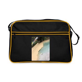 Tropical beach with colorful flags - Retro Bag - black/gold - Front