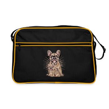 CHIEN avec lunettes Chien Chien Bulldog - Sac Retro - noir/or - Devant