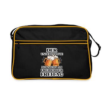 Der UNTERHOPFTE nur nicht am FREIBERGER FREITAG - Retro Tasche - Schwarz/Gold - Vorne