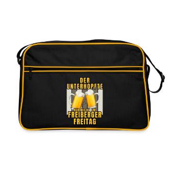 Der UNTERHOPFTE nur nicht am FREIBERGER FREITAG - Retro Tasche - Schwarz/Gold - Vorne