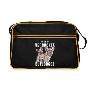 Je suis le FOU avec le chien bouledogue CHIENS - Sac Retro - noir/or - Devant