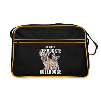 Je suis le FOU avec le chien bouledogue CHIENS - Sac Retro - noir/or - Devant