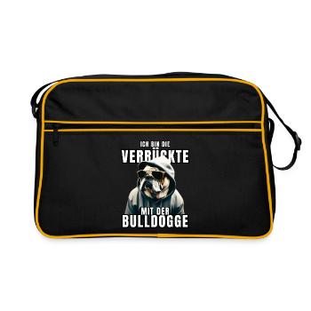 Je suis le FOU avec le chien bouledogue CHIENS - Sac Retro - noir/or - Devant