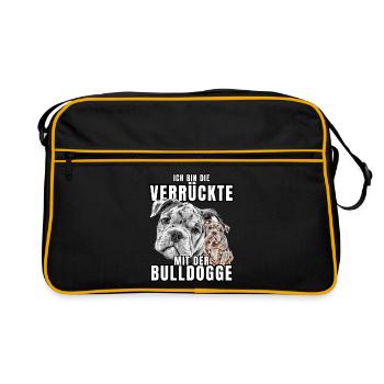 Je suis le FOU avec le chien bouledogue CHIENS - Sac Retro - noir/or - Devant