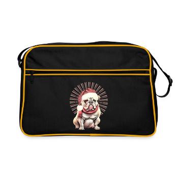 Chemise pour chien drôle Père Noël bouledogue - Sac Retro - noir/or - Devant
