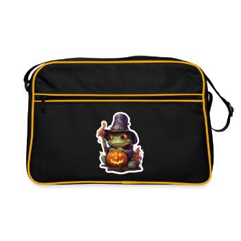 Halloween Frosch - Retro Tasche - Schwarz/Gold - Vorne
