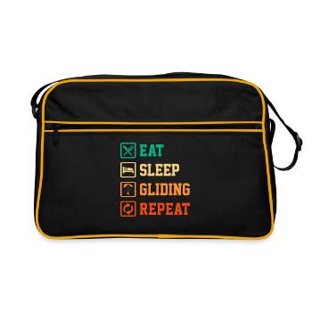 Eat Sleep Gliding Repeat Paragliding Parachute Par - Retro Tasche - Schwarz/Gold - Vorne