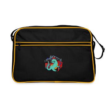Fire truck with Dino blue light - Retro Bag - black/gold - Front